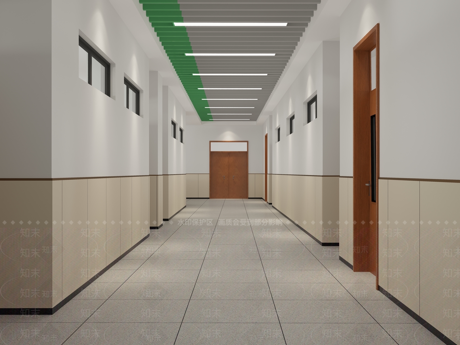 现代教室走廊3D模型下载【ID:1103332084】