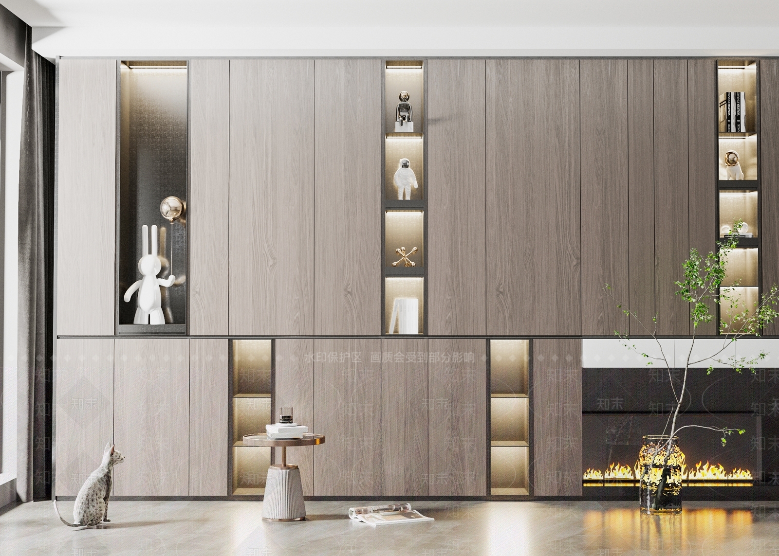 现代客餐厅装饰柜3D模型下载【ID:1103332799】