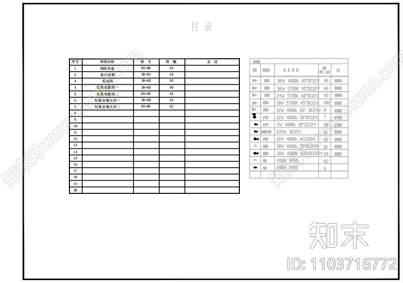 商业项目景观照明cad施工图下载【ID:1103716772】