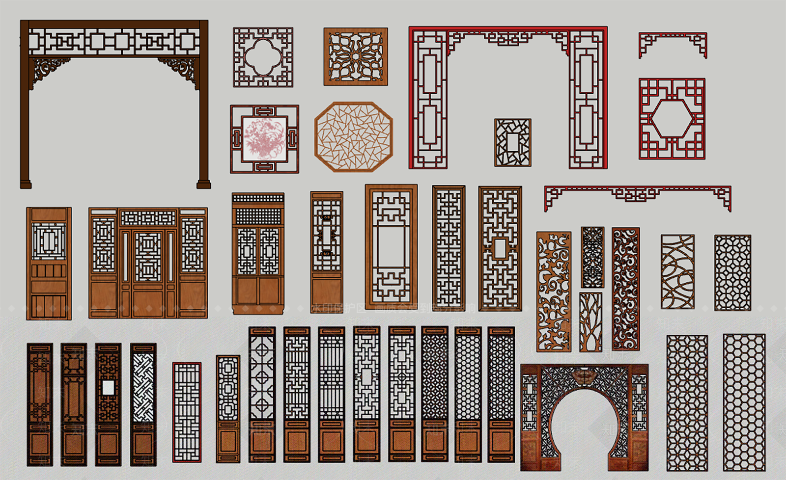 中式雕花门窗SU模型下载【ID:1103347158】