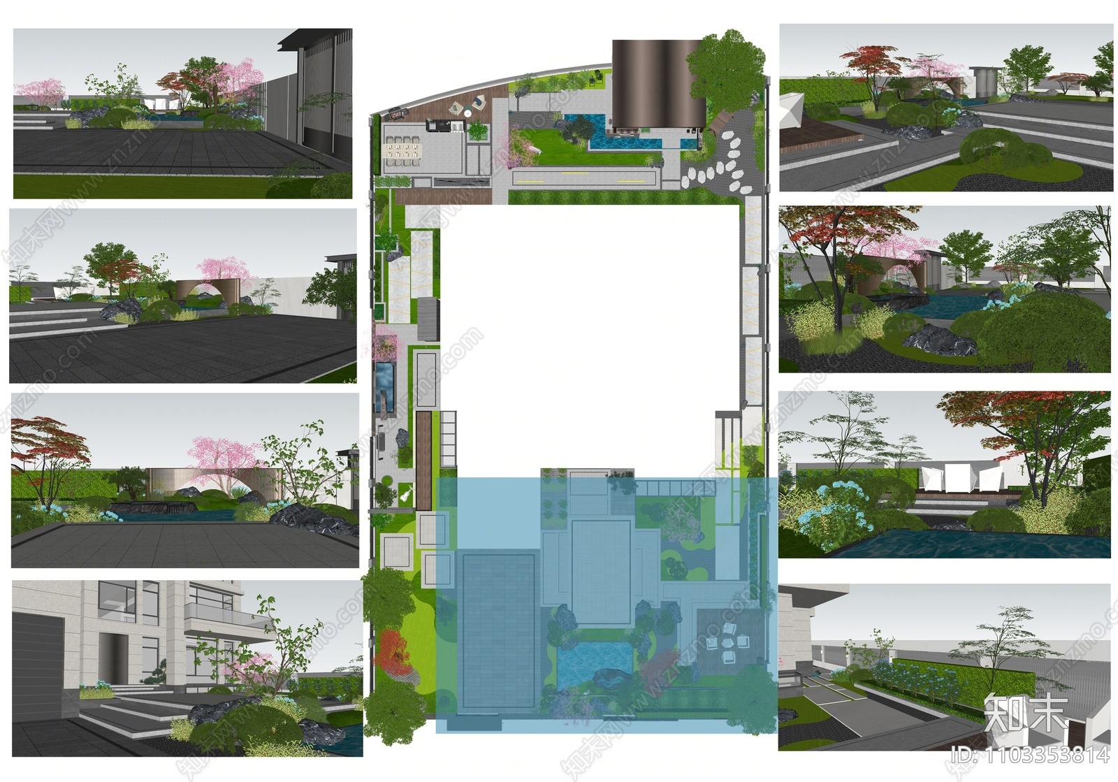 现代庭院花园SU模型下载【ID:1103353814】