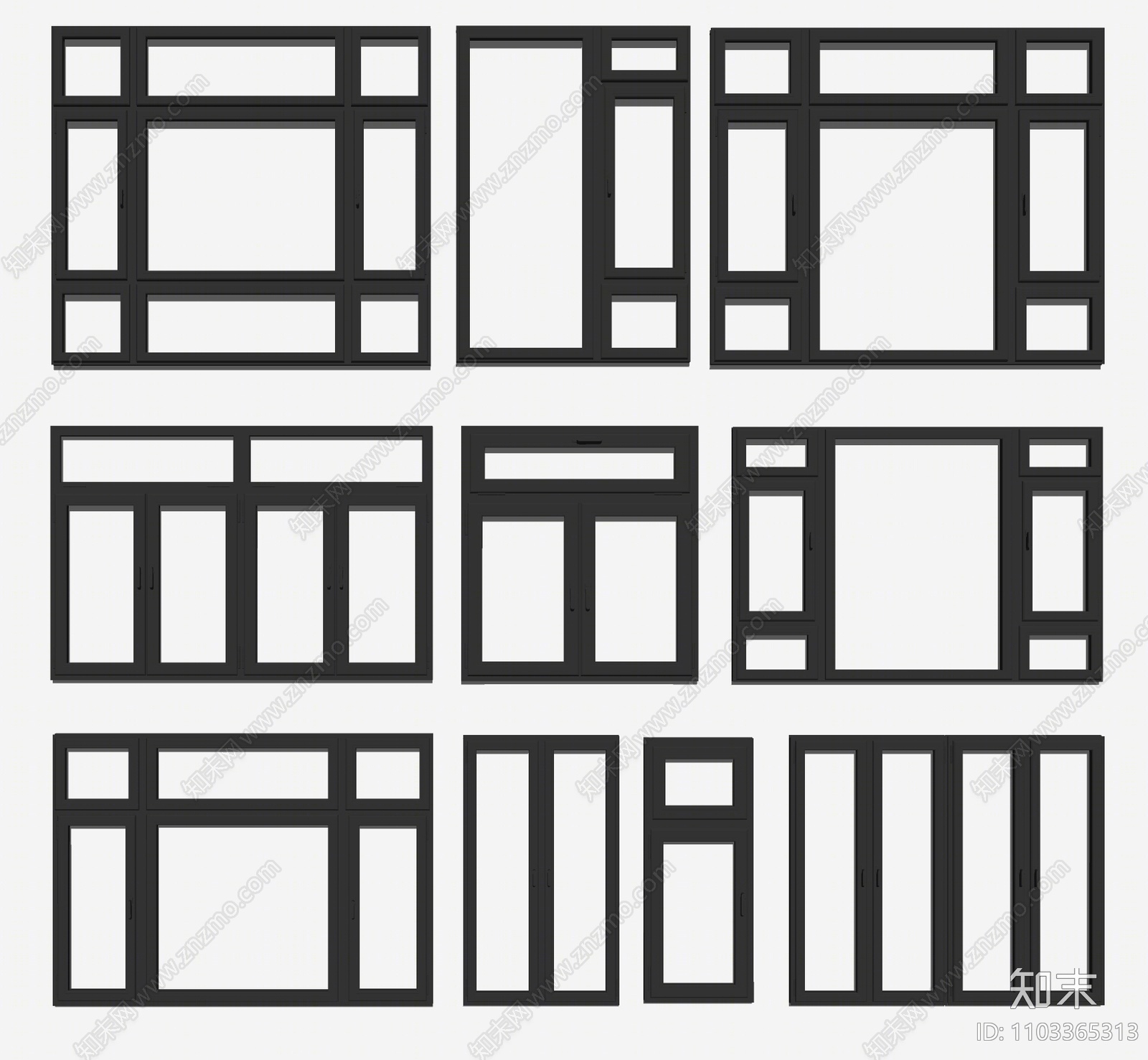 现代窗户组合SU模型下载【ID:1103365313】