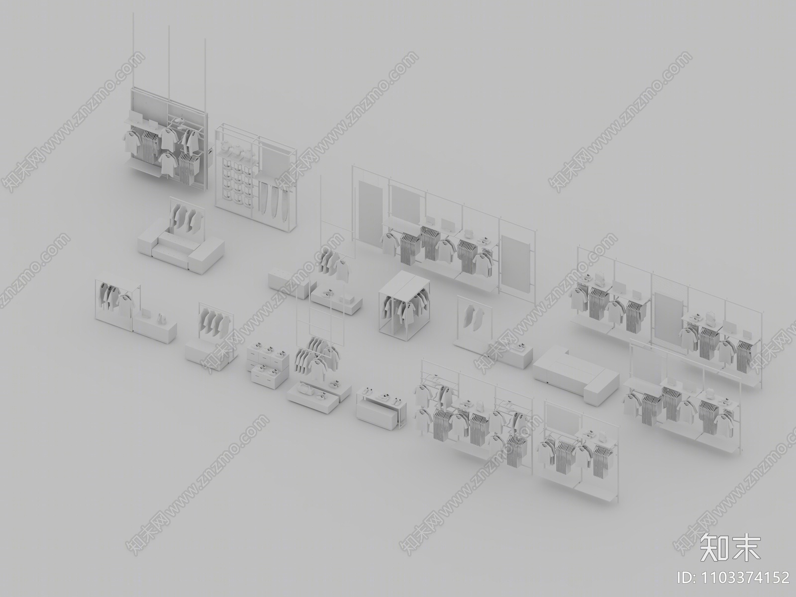 现代衣架3D模型下载【ID:1103374152】