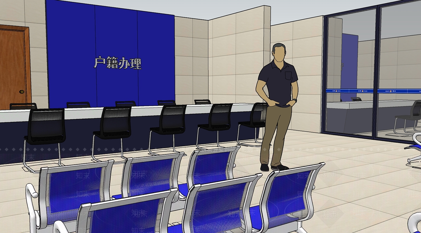 现代办事大厅SU模型下载【ID:1103546760】