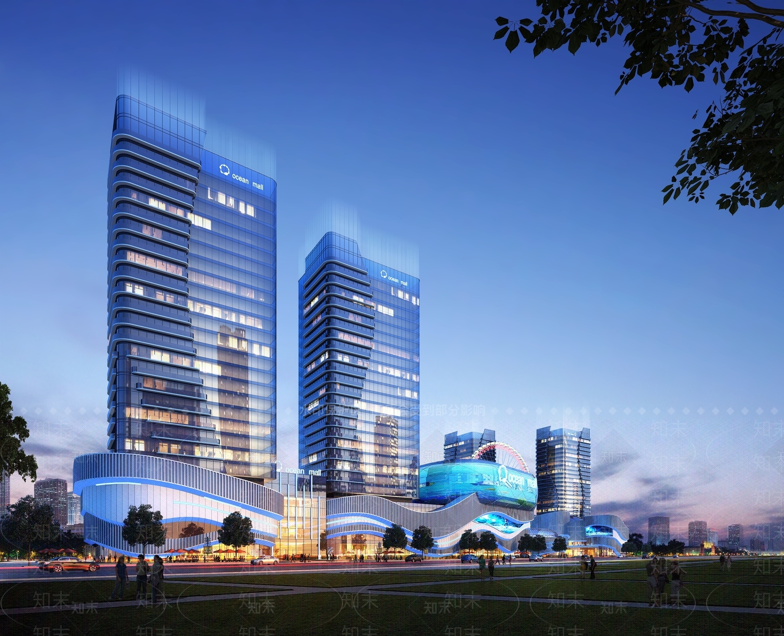 现代商业楼盘外观3D模型下载【ID:1103390409】