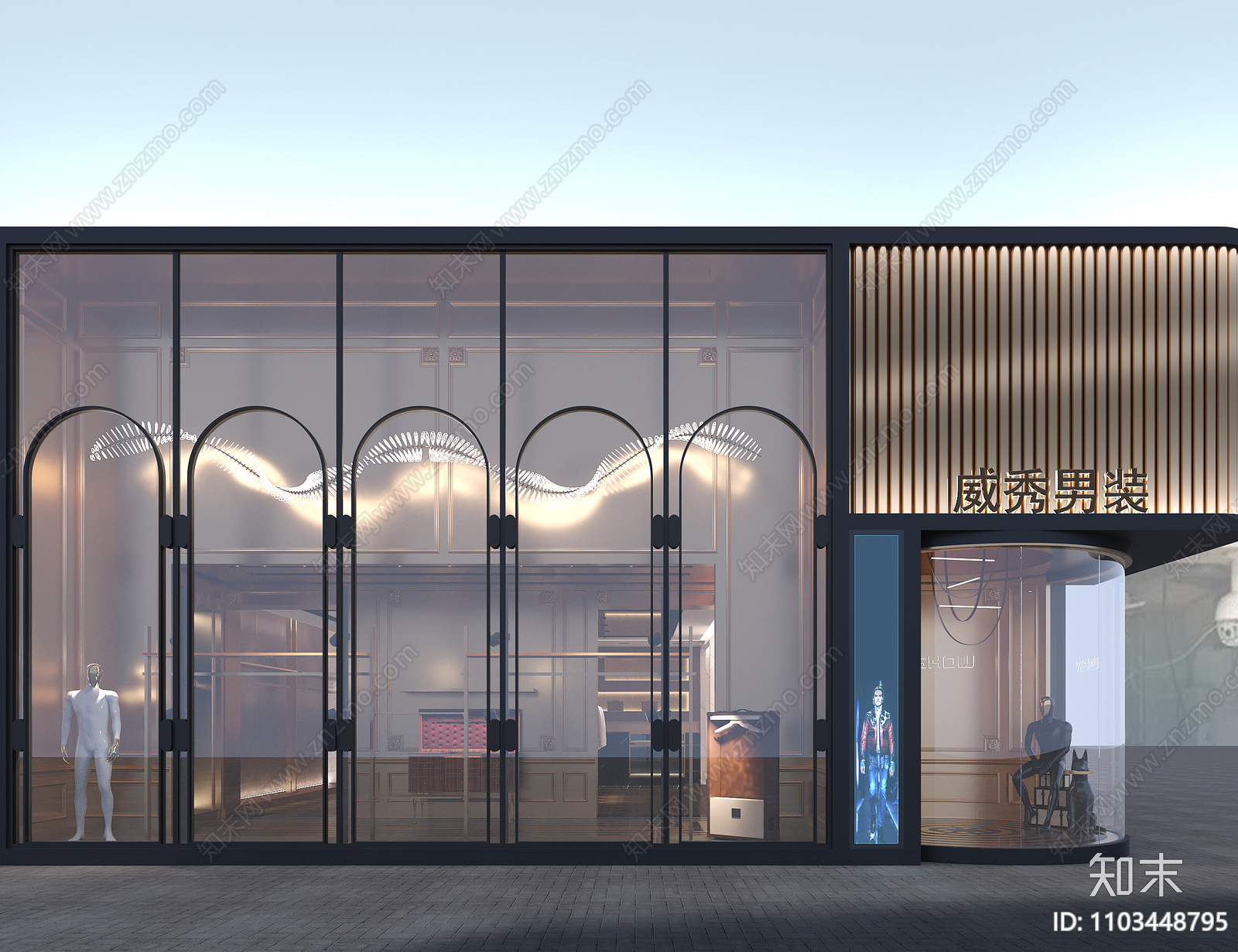 时尚男装店cad施工图下载【ID:1103448795】