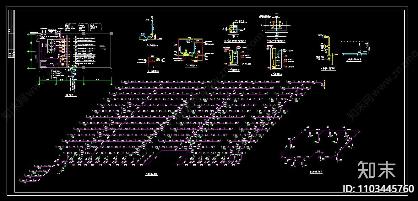 地下车库给排水全套图纸cad施工图下载【ID:1103445760】