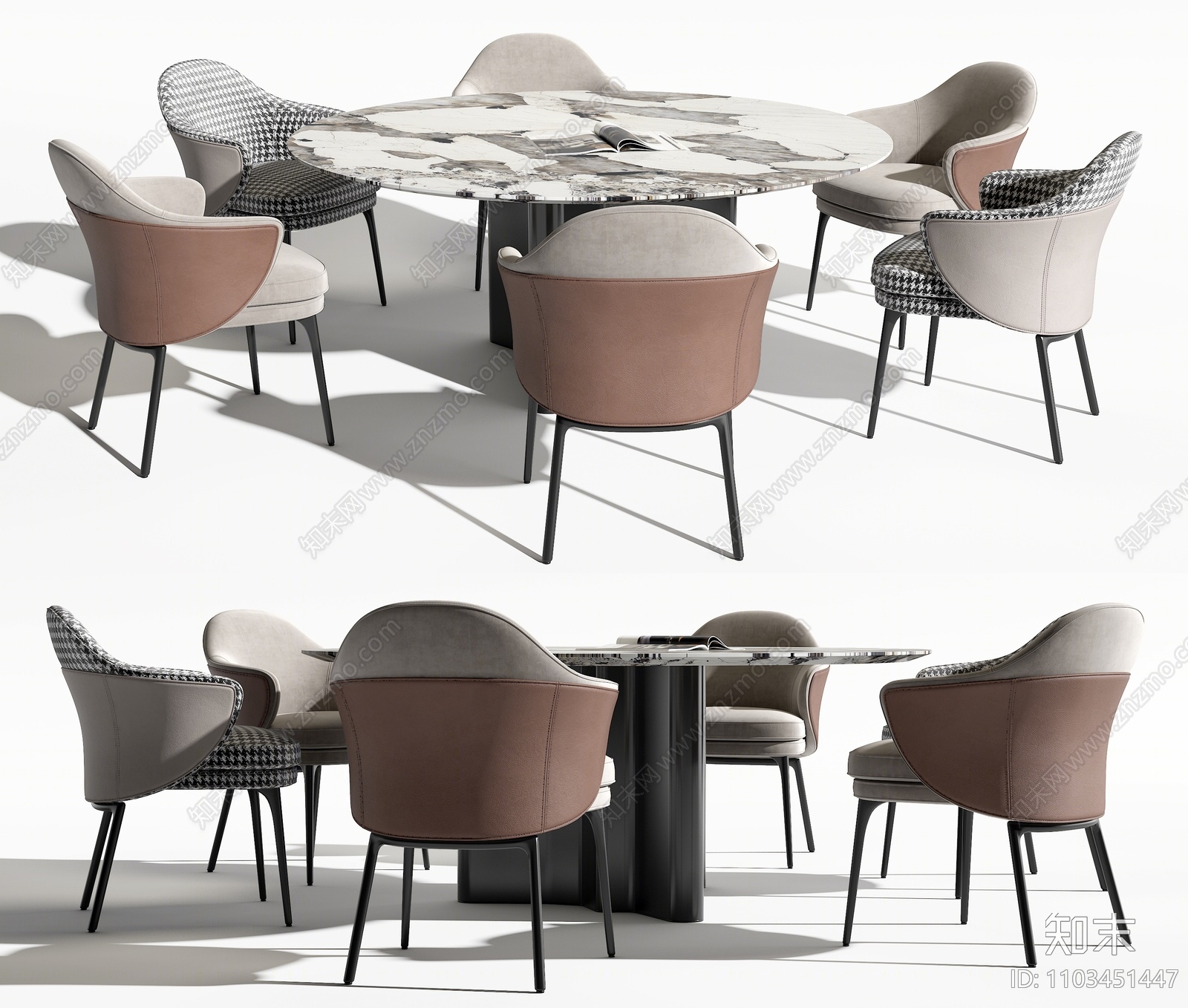 Minotti现代餐桌椅组合3D模型下载【ID:1103451447】
