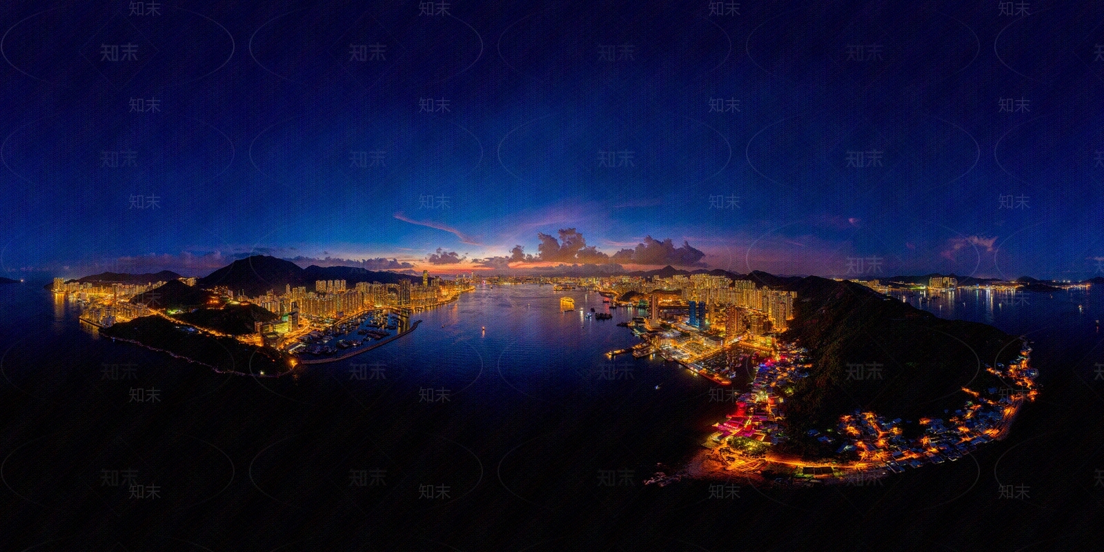 HDR金融港湾城夜景鸟瞰贴图下载【ID:1103459842】