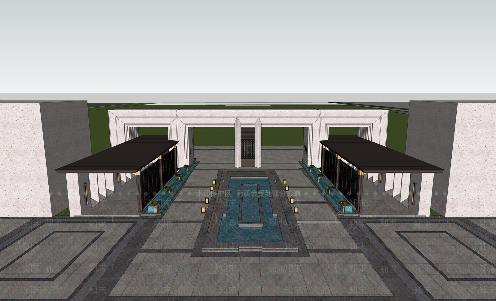 古典小区大门SU模型下载【ID:1103463720】