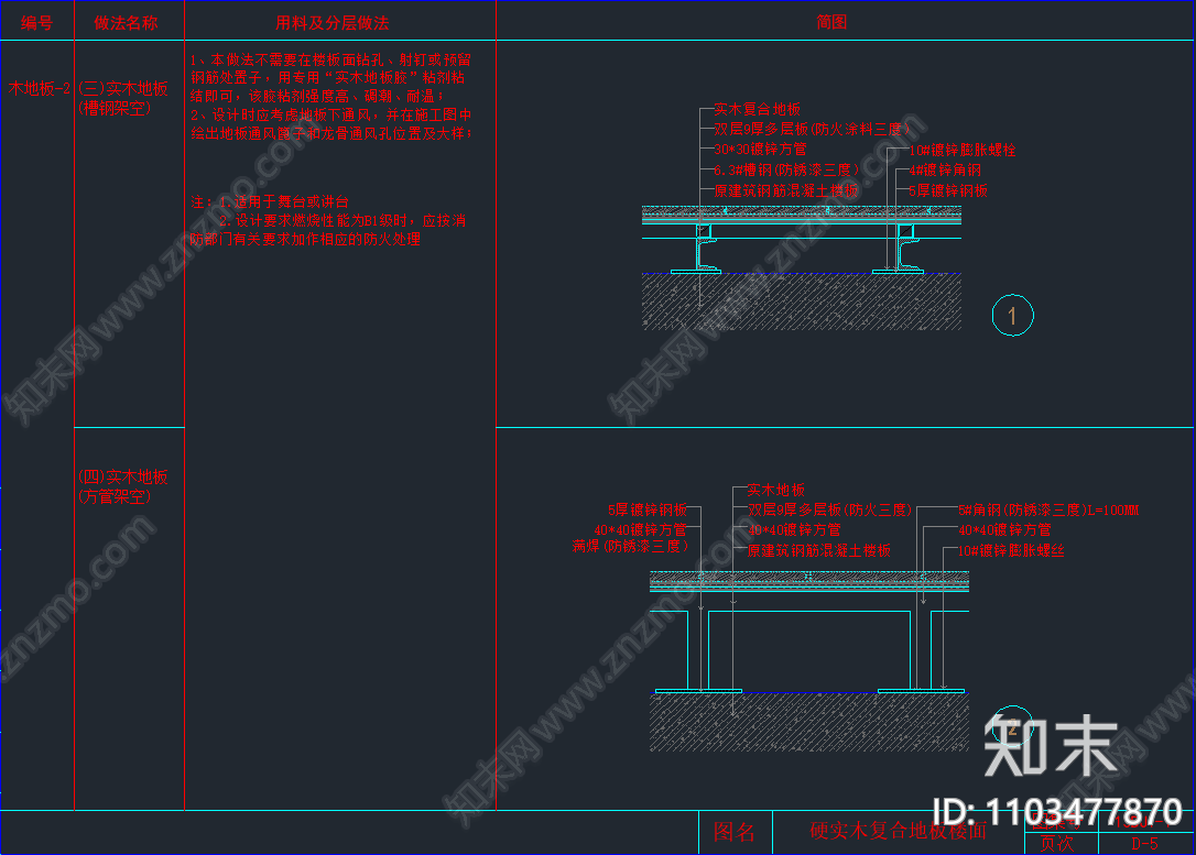 地台讲台舞台木地板cad施工图下载【ID:1103477870】