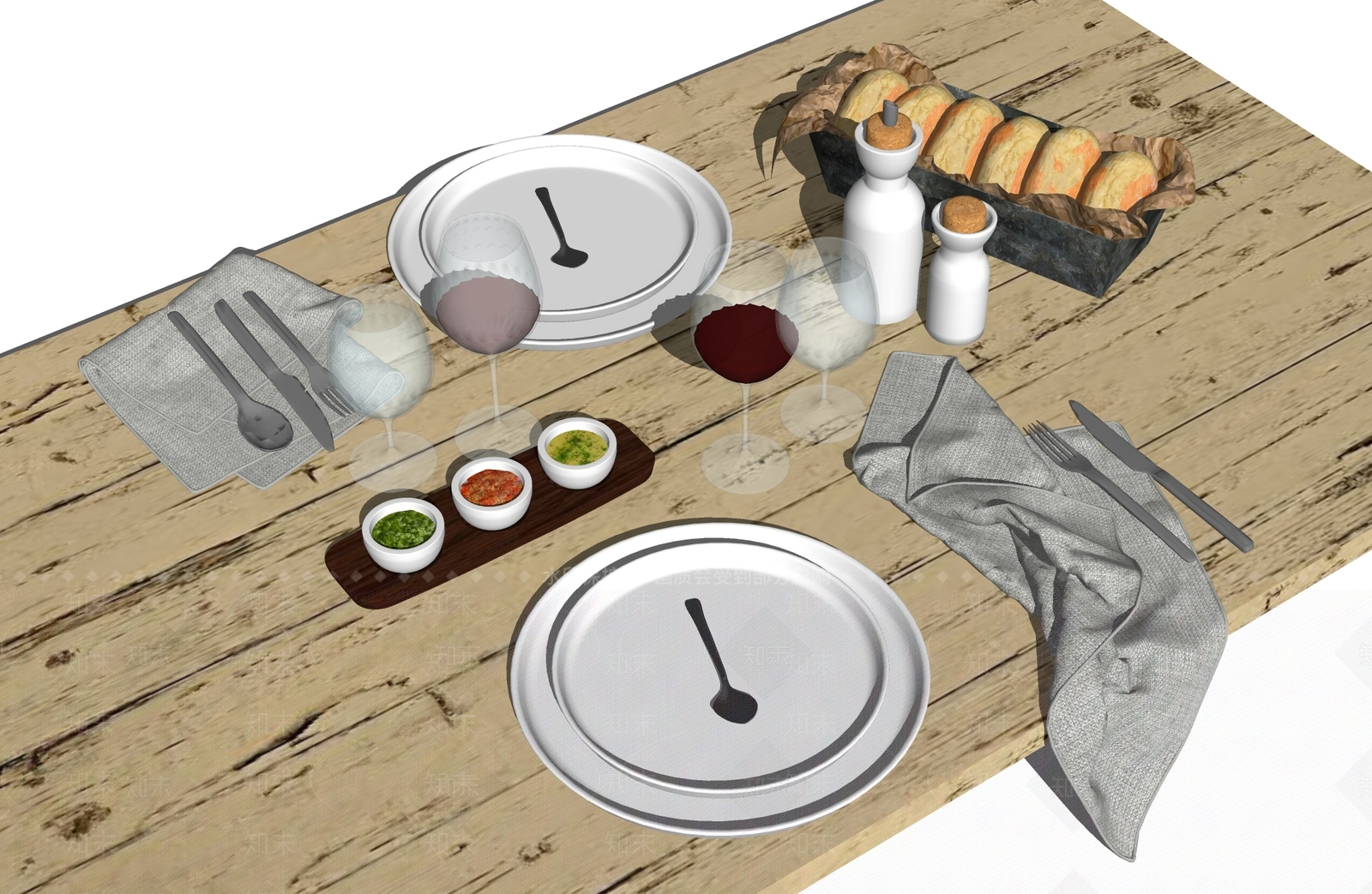 现代餐具SU模型下载【ID:1103479716】