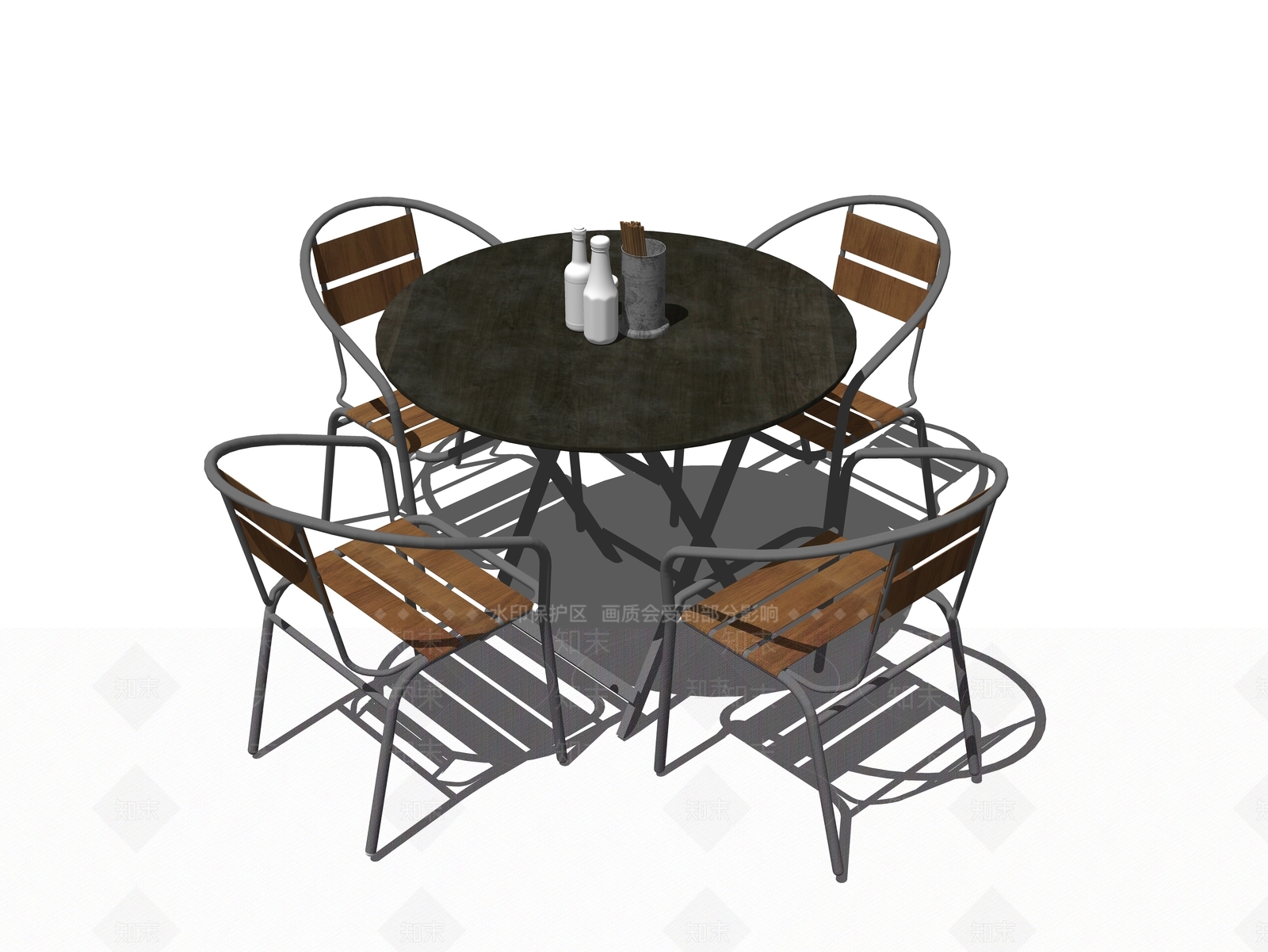 工业风餐馆餐桌椅SU模型下载【ID:1103484156】