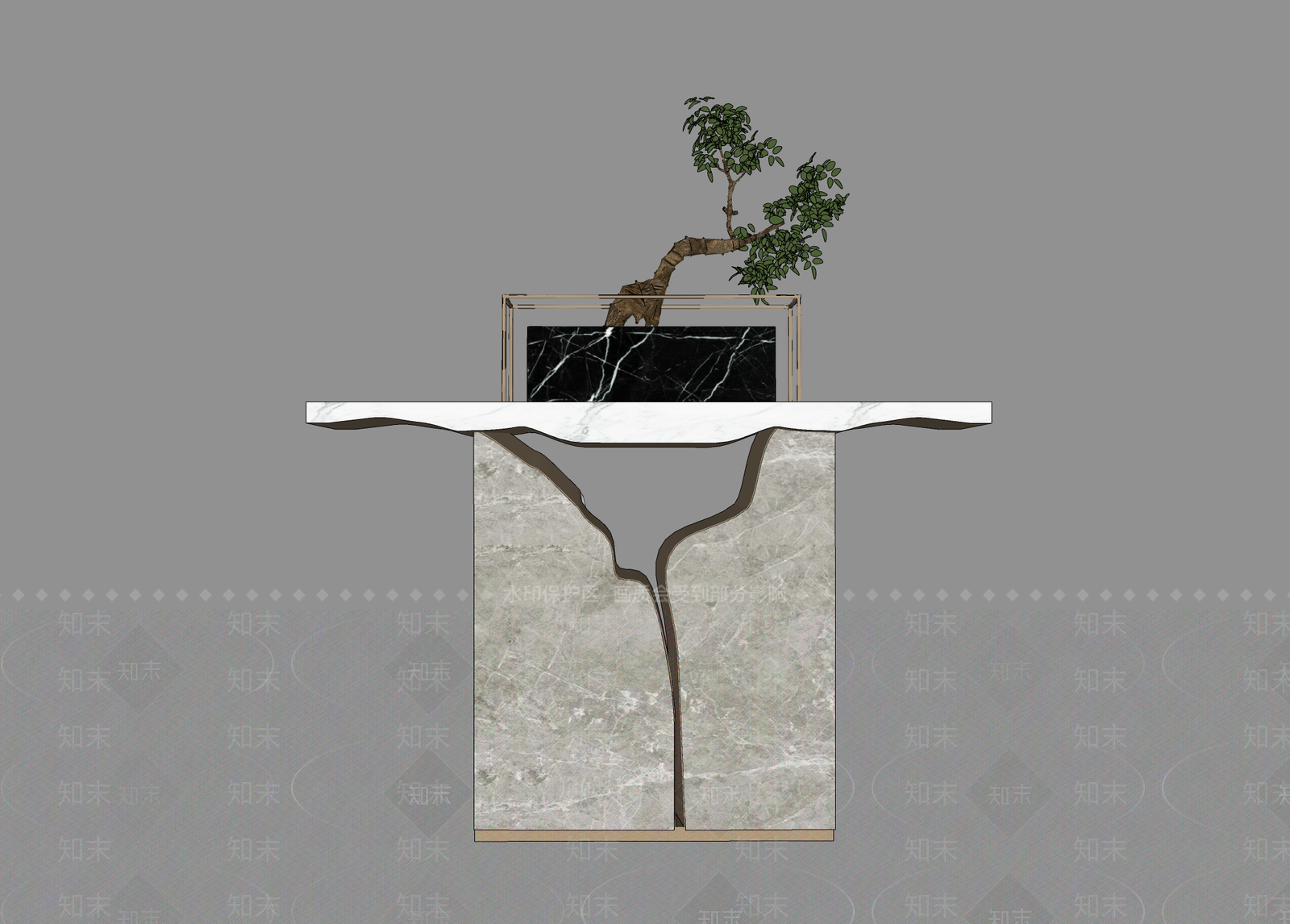 新中式玄关柜SU模型下载【ID:1103494138】