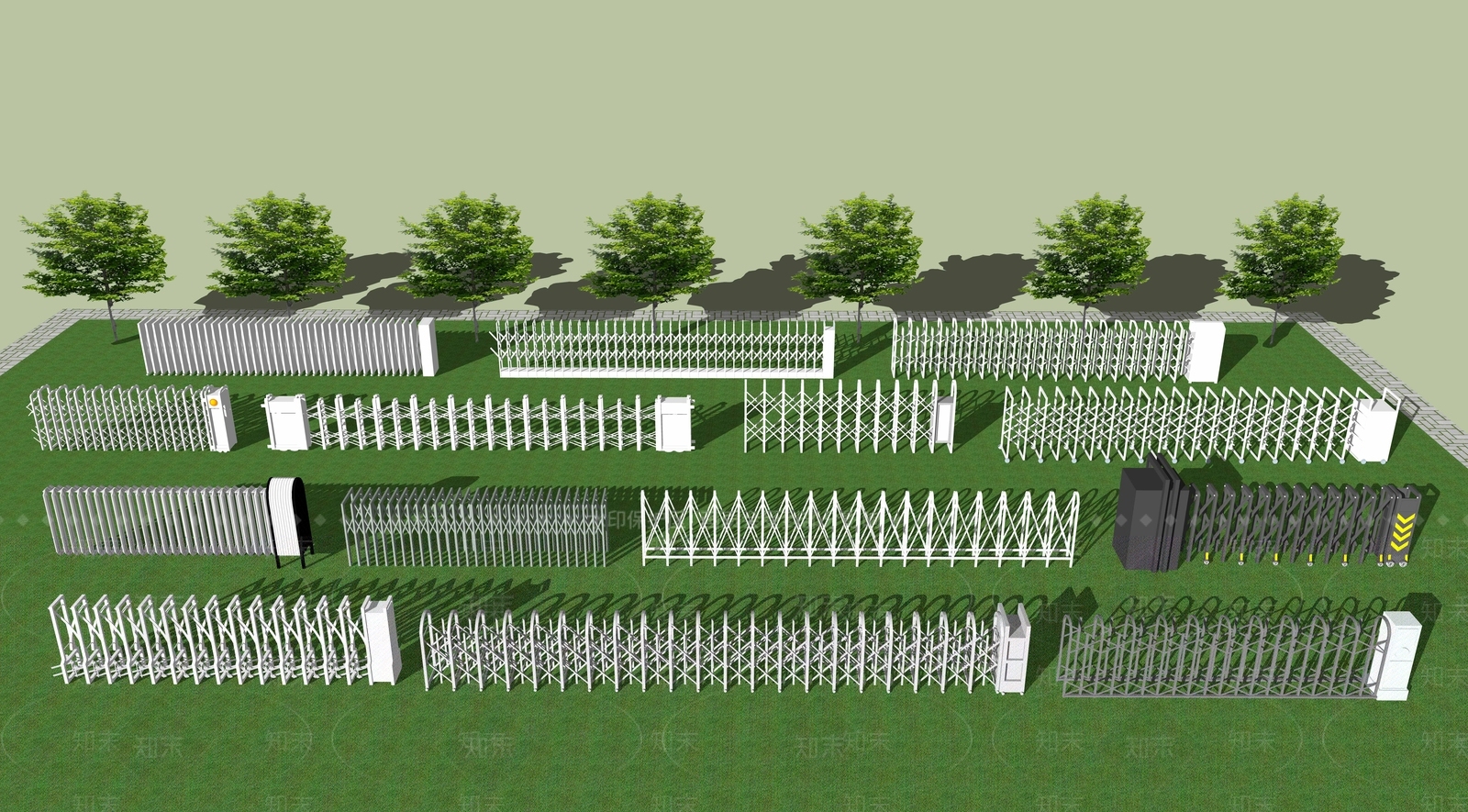 现代自动伸缩门SU模型下载【ID:1103498179】