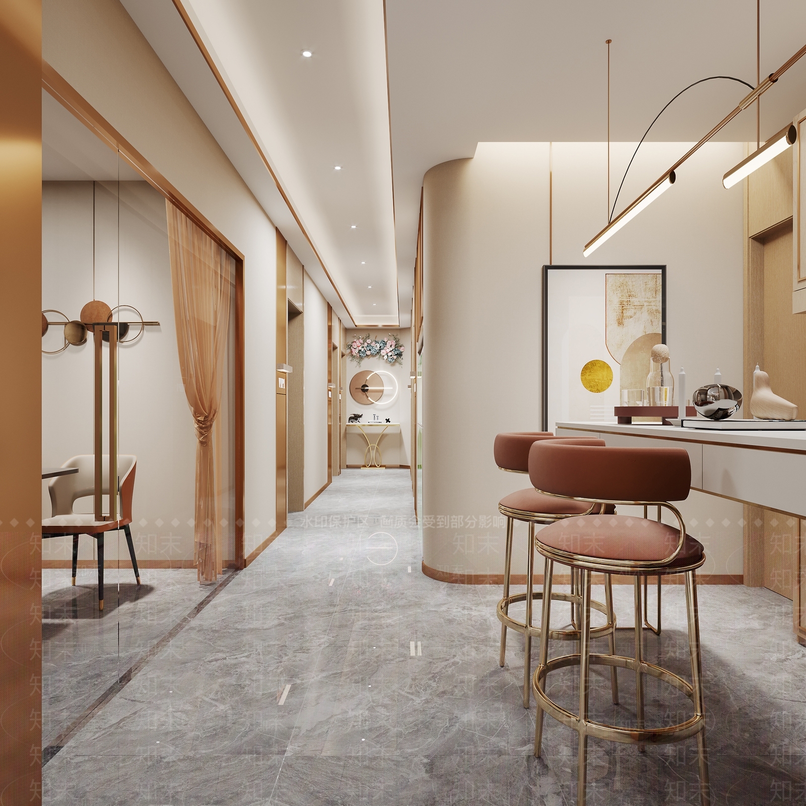 现代美甲店过道3D模型下载【ID:1103501252】