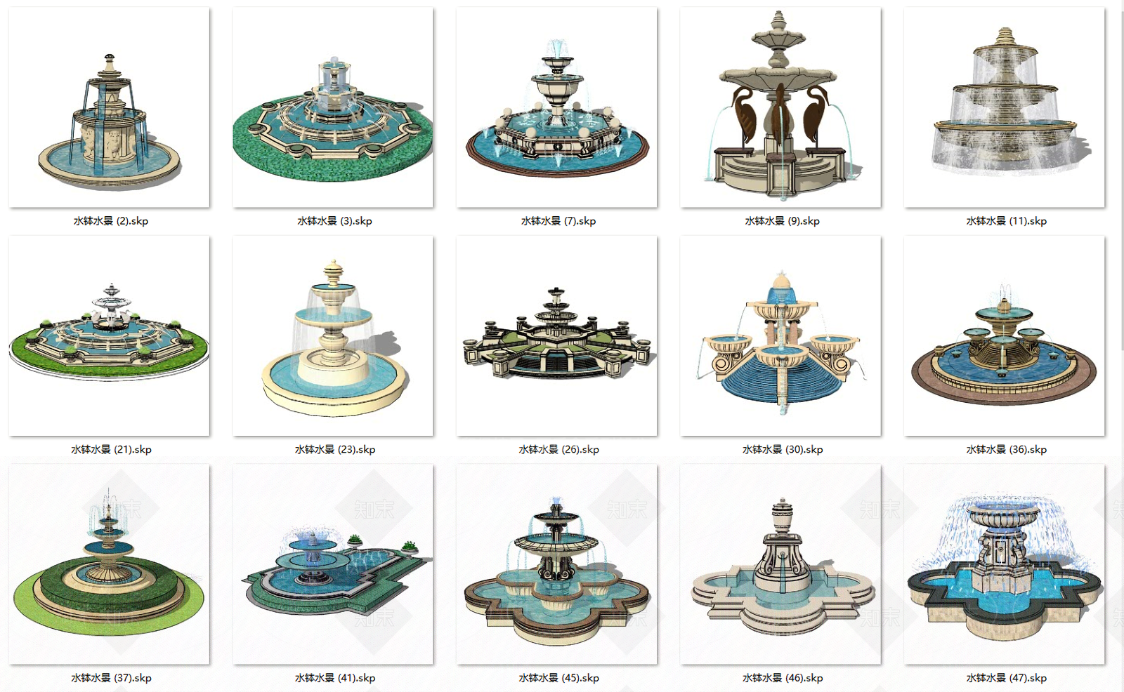 欧式水景SU模型下载【ID:1103502496】