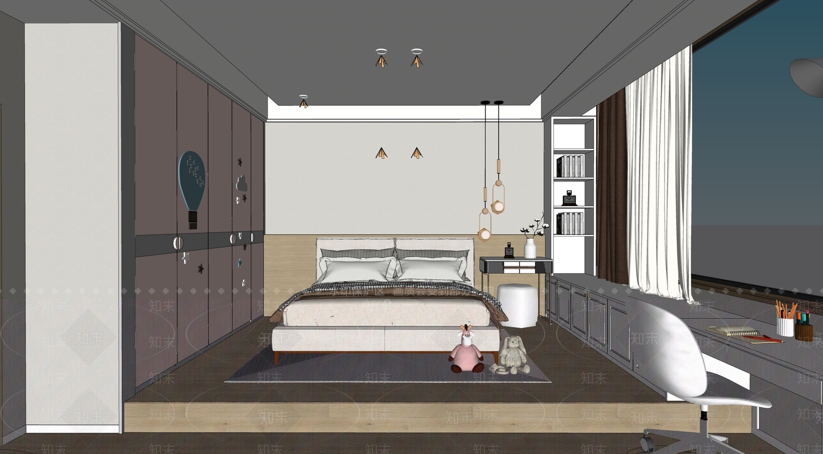 现代女儿房SU模型下载【ID:1103504280】