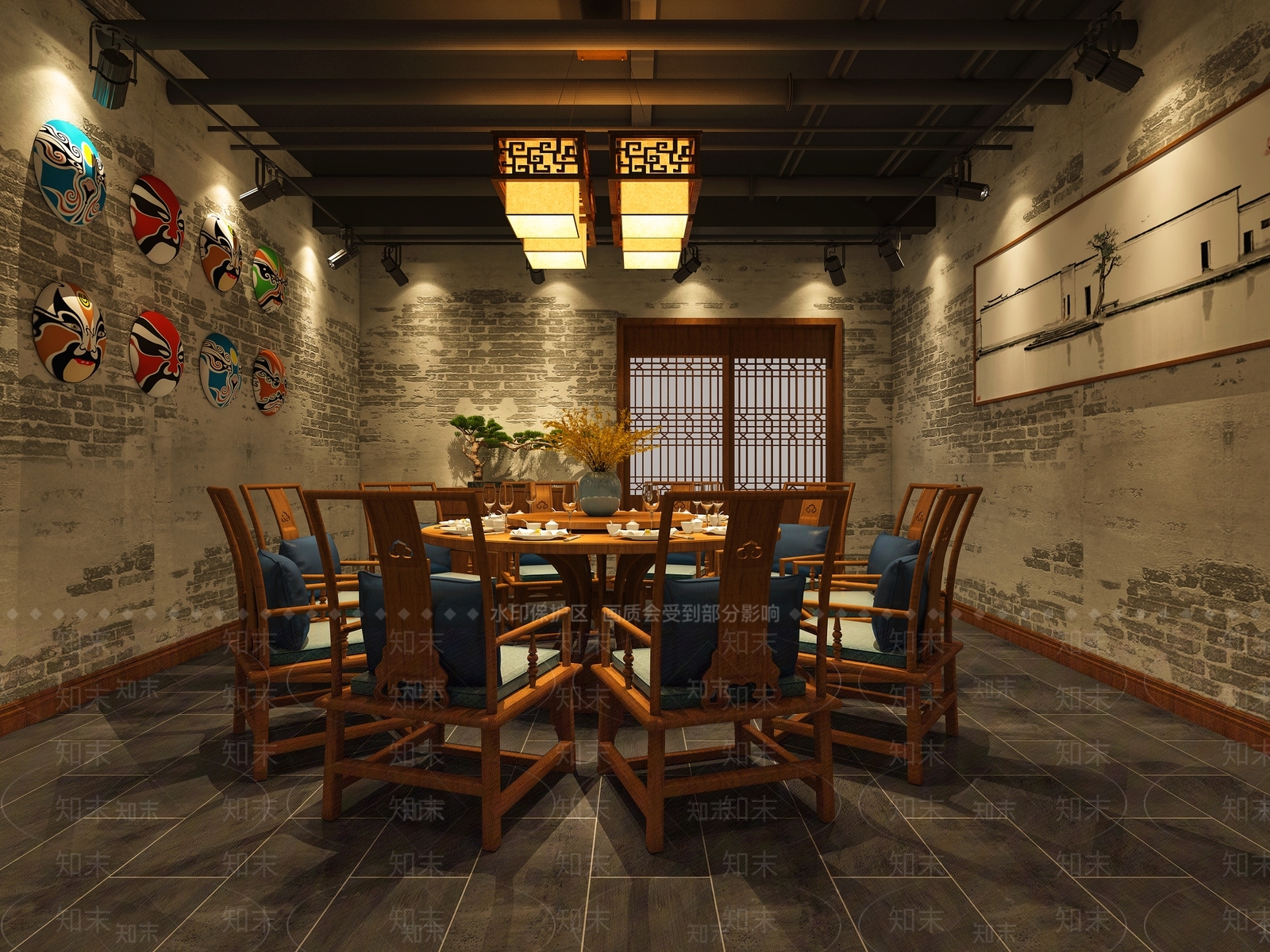 中式火锅店3D模型下载【ID:1103504348】