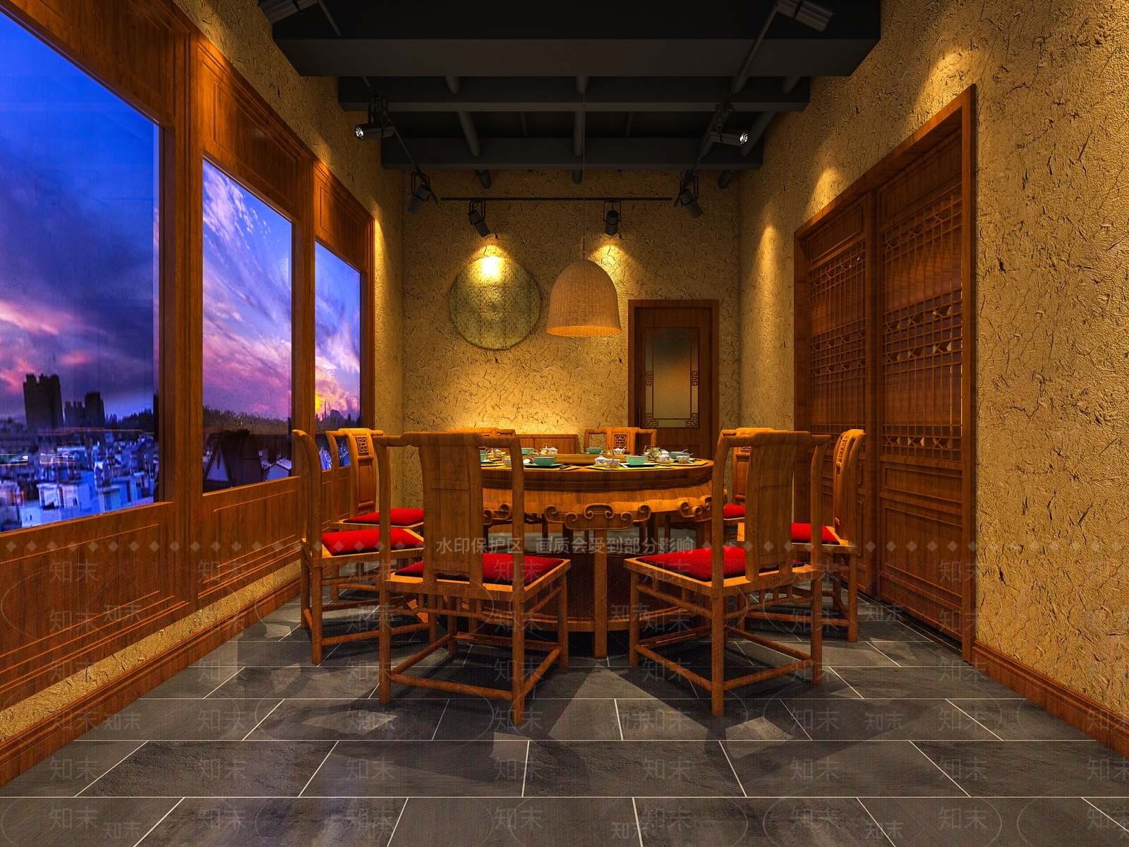 中式火锅店3D模型下载【ID:1103504348】