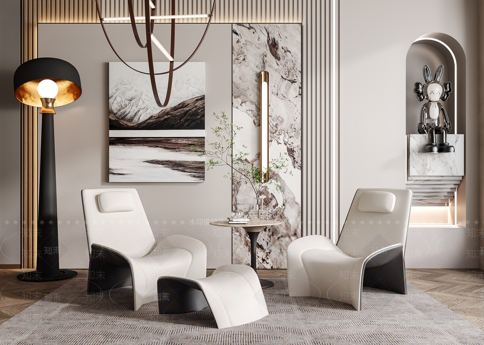 现代椅子凳子组合3D模型下载【ID:1103510377】