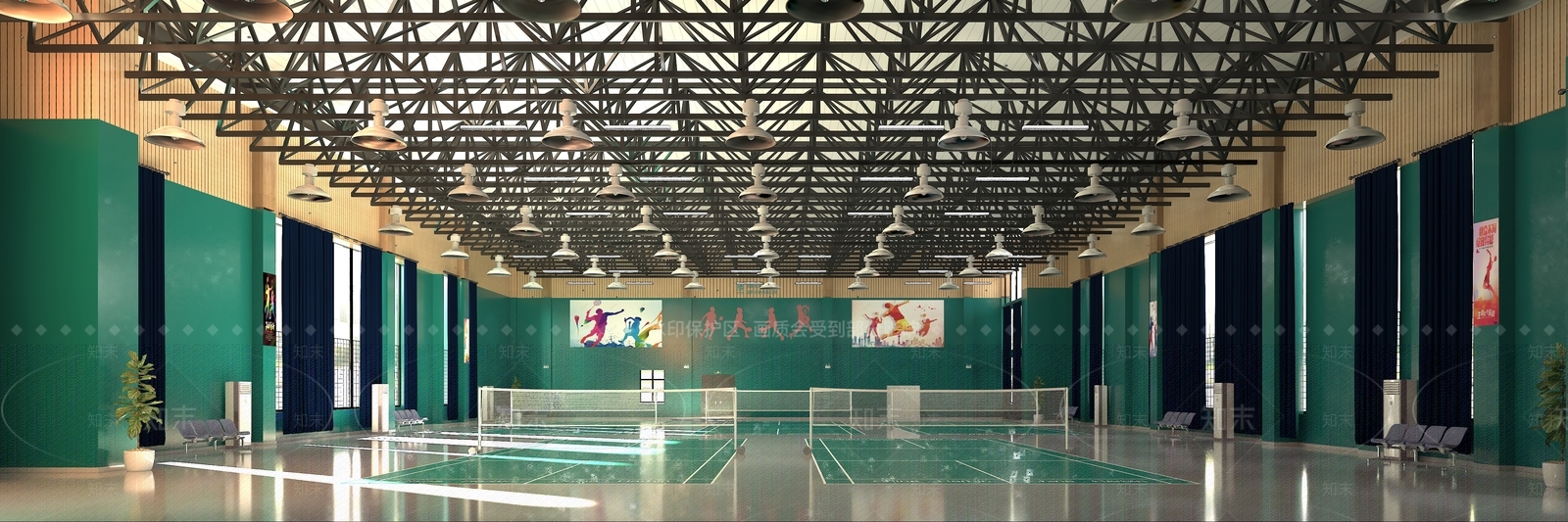 现代羽毛球馆3D模型下载【ID:1103511100】