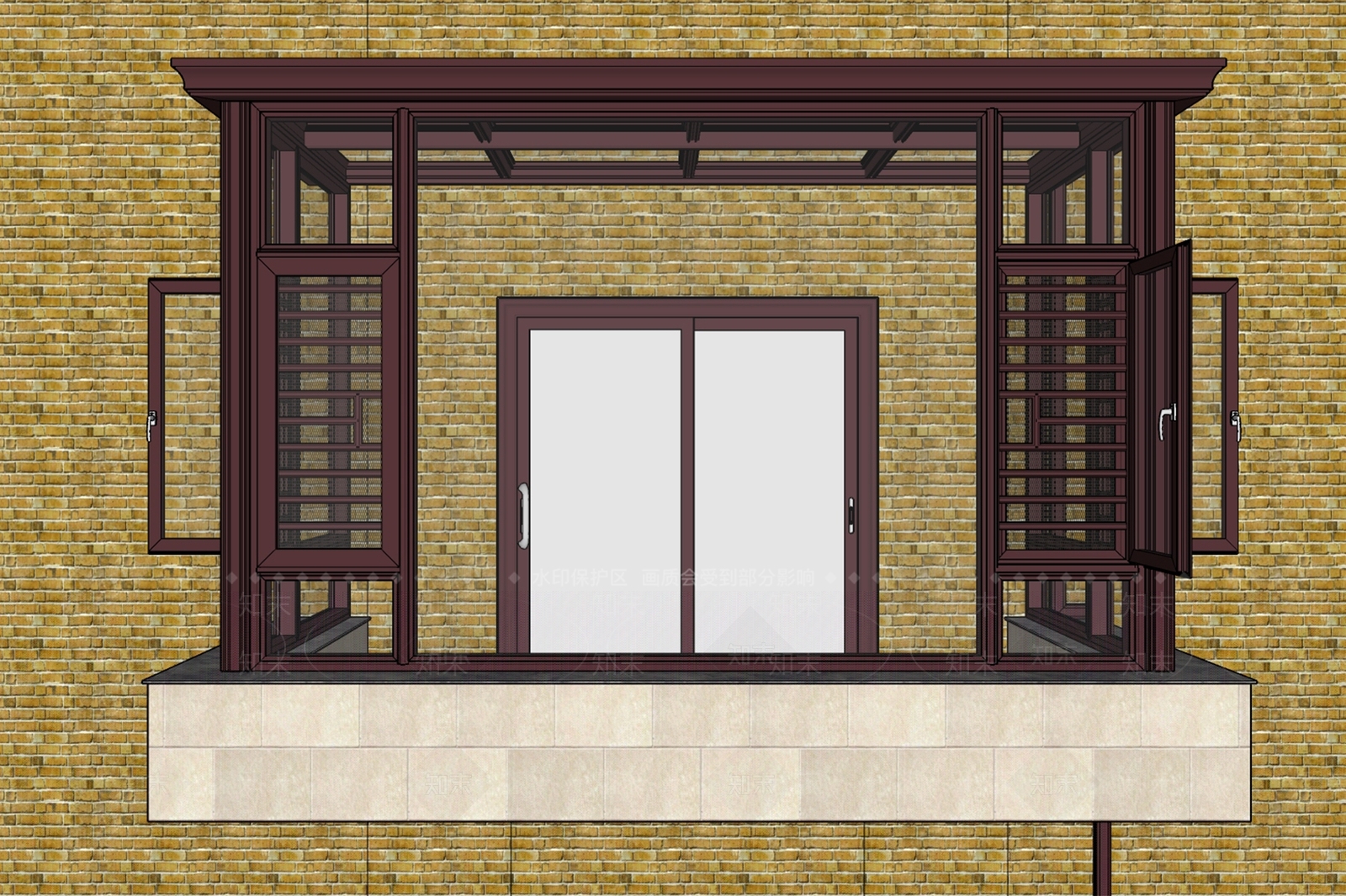 现代阳台SU模型下载【ID:1103511537】