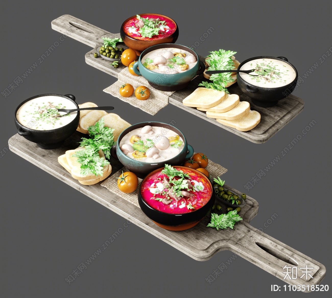 现代西餐食物3D模型下载【ID:1103518520】