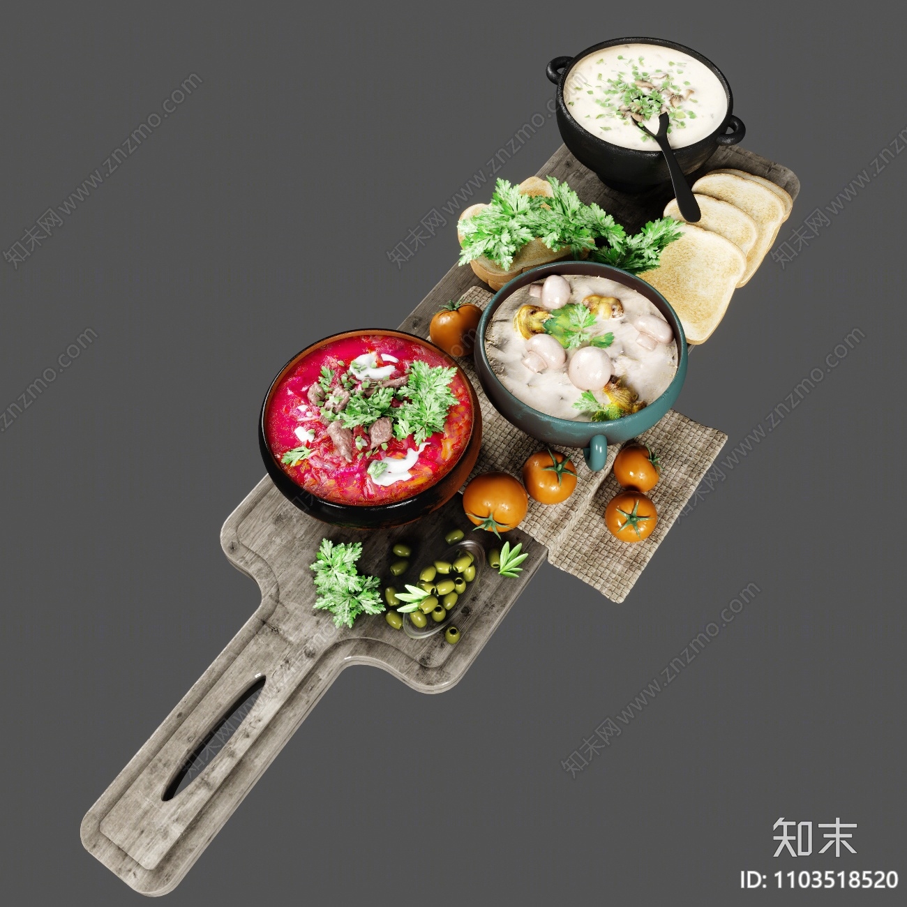 现代西餐食物3D模型下载【ID:1103518520】