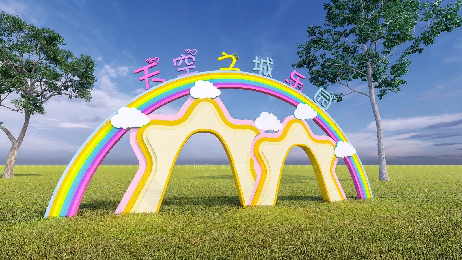 现代儿童游乐园入口大门SU模型下载【ID:1103518661】