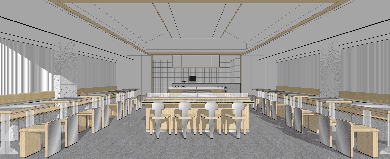 现代快餐店SU模型下载【ID:1103522075】