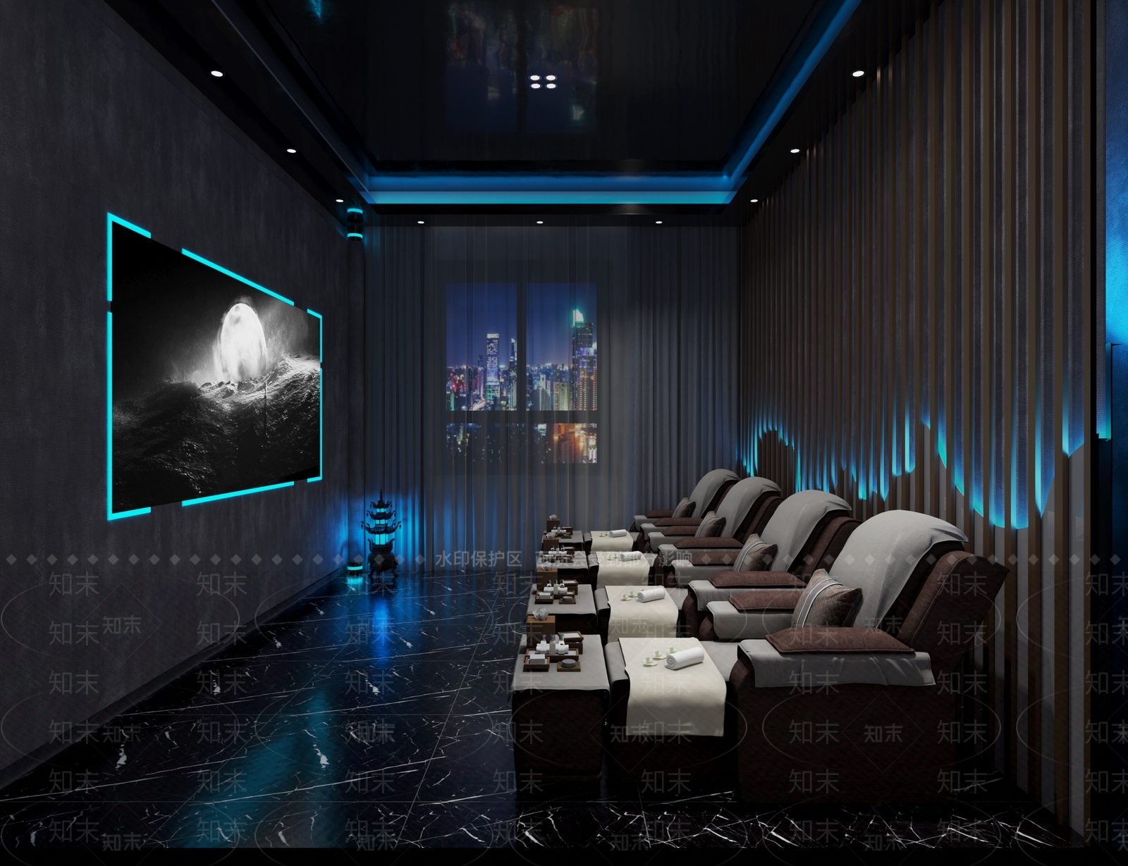 新中式足浴会所3D模型下载【ID:1103523524】