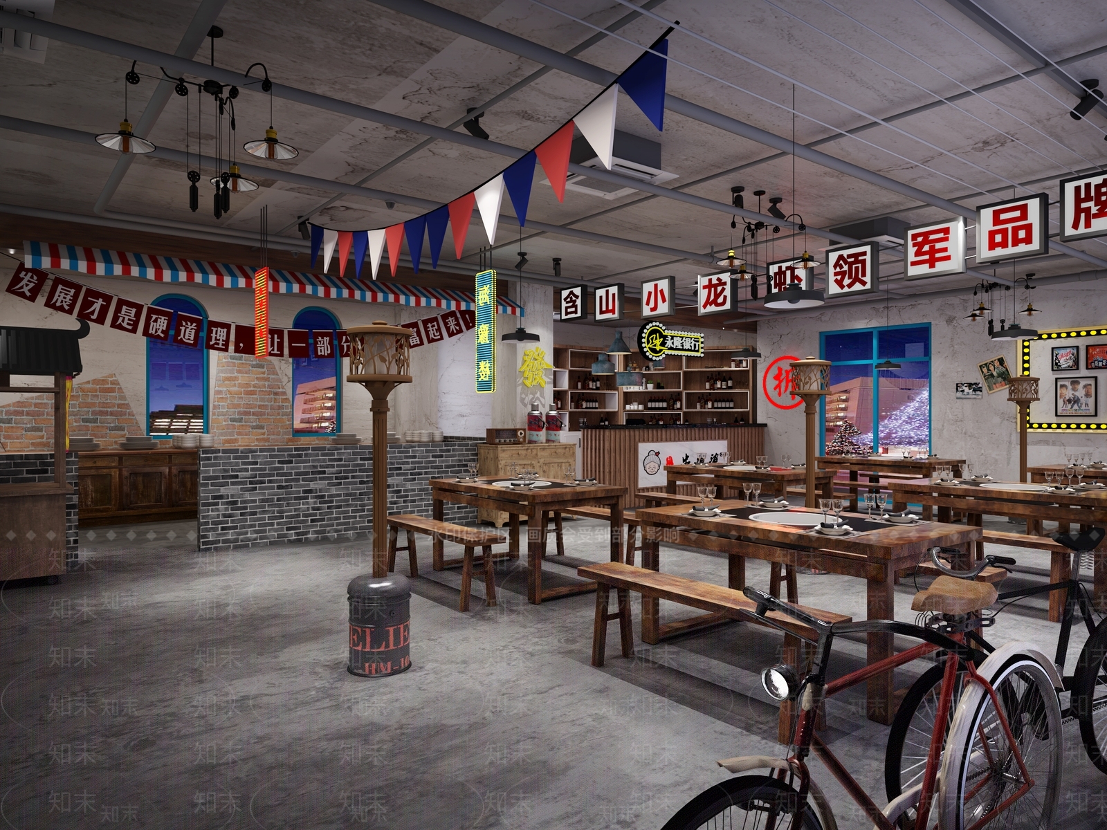 工业风怀旧复古火锅店3D模型下载【ID:1103528105】