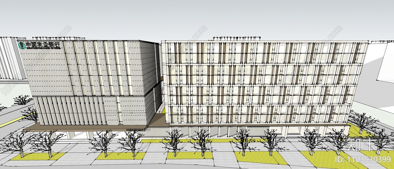 现代银行建筑SU模型下载【ID:1103530399】