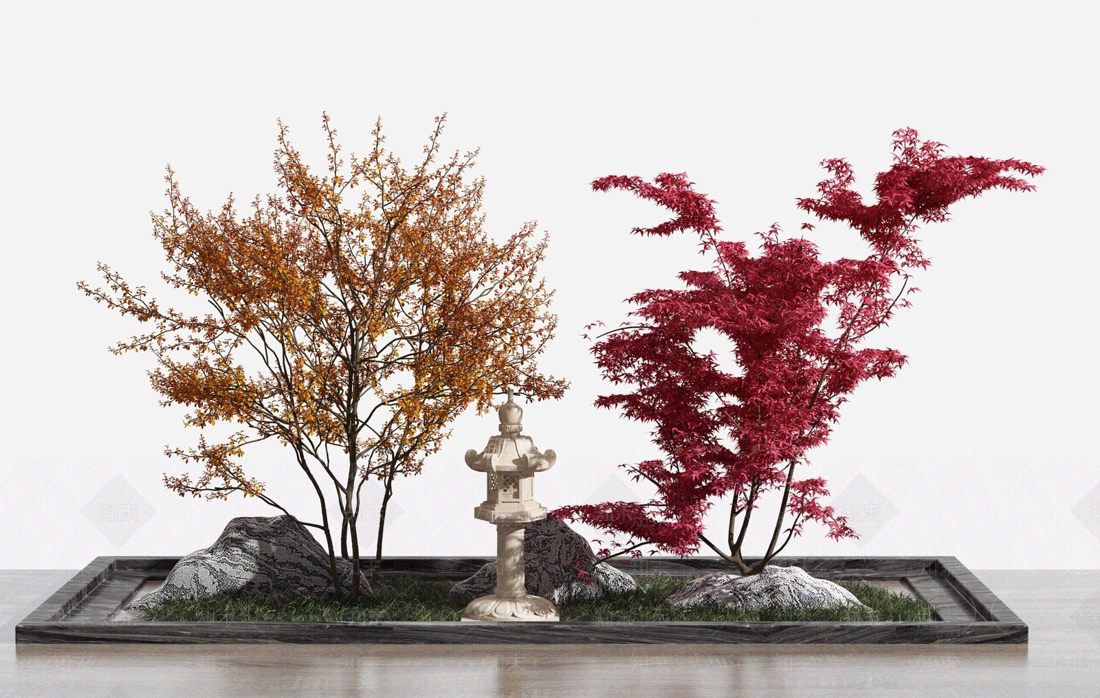 新中式花坛3D模型下载【ID:1103531841】