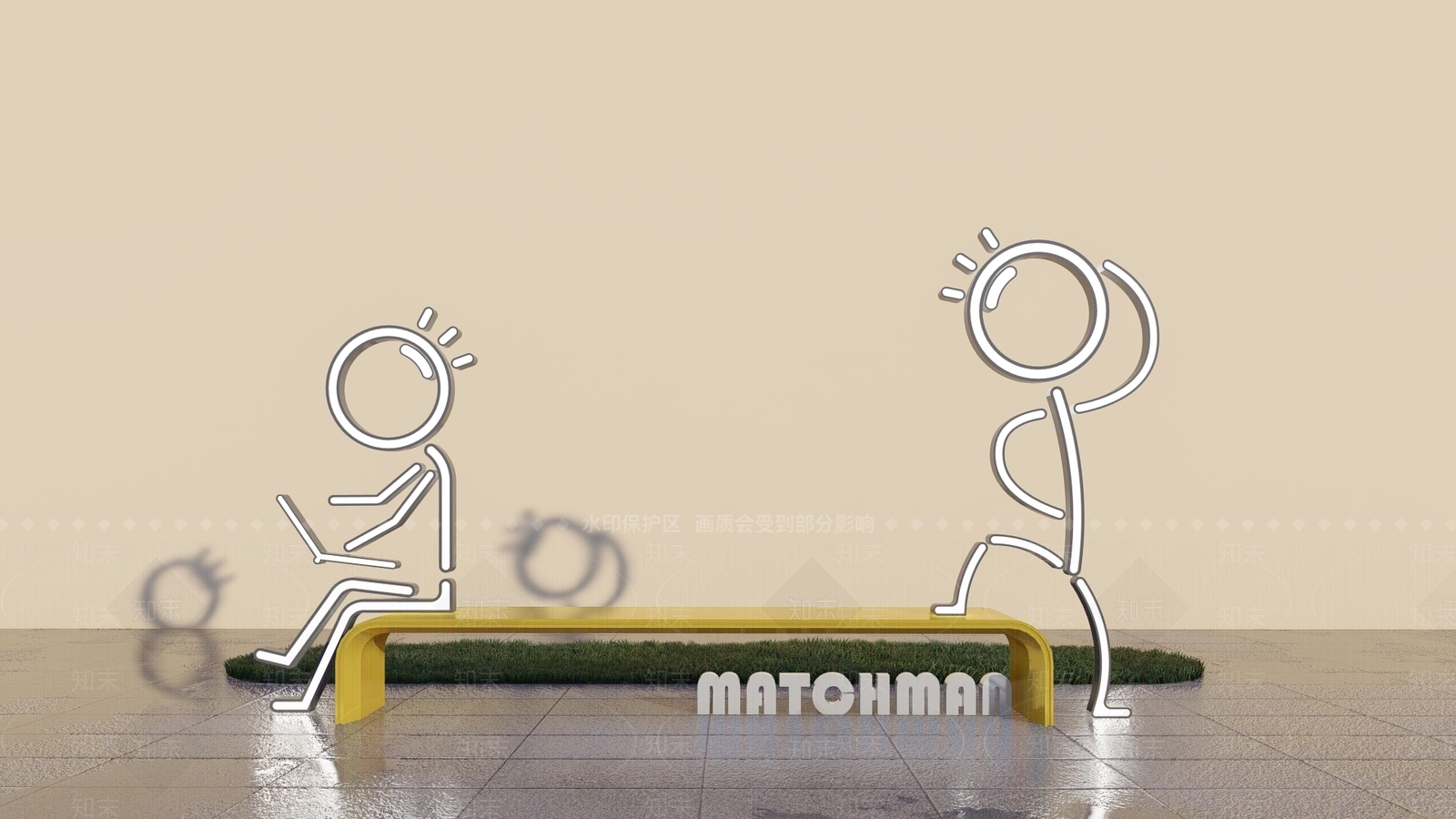 现代商业街雕塑小品SU模型下载【ID:1103534803】