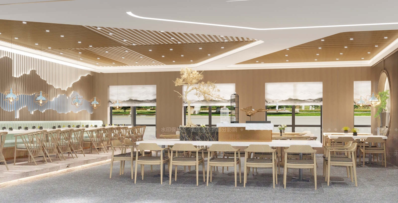 现代员工食堂3D模型下载【ID:1103543025】