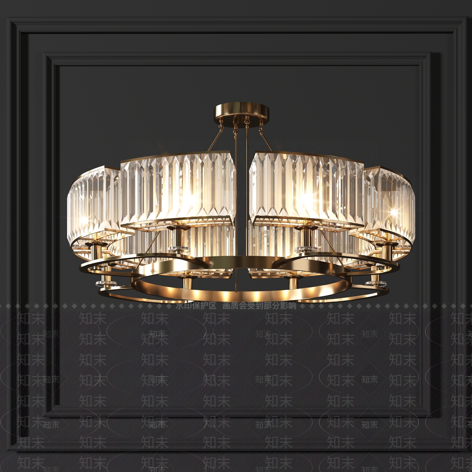 现代圆形水晶灯3D模型下载【ID:1103547208】