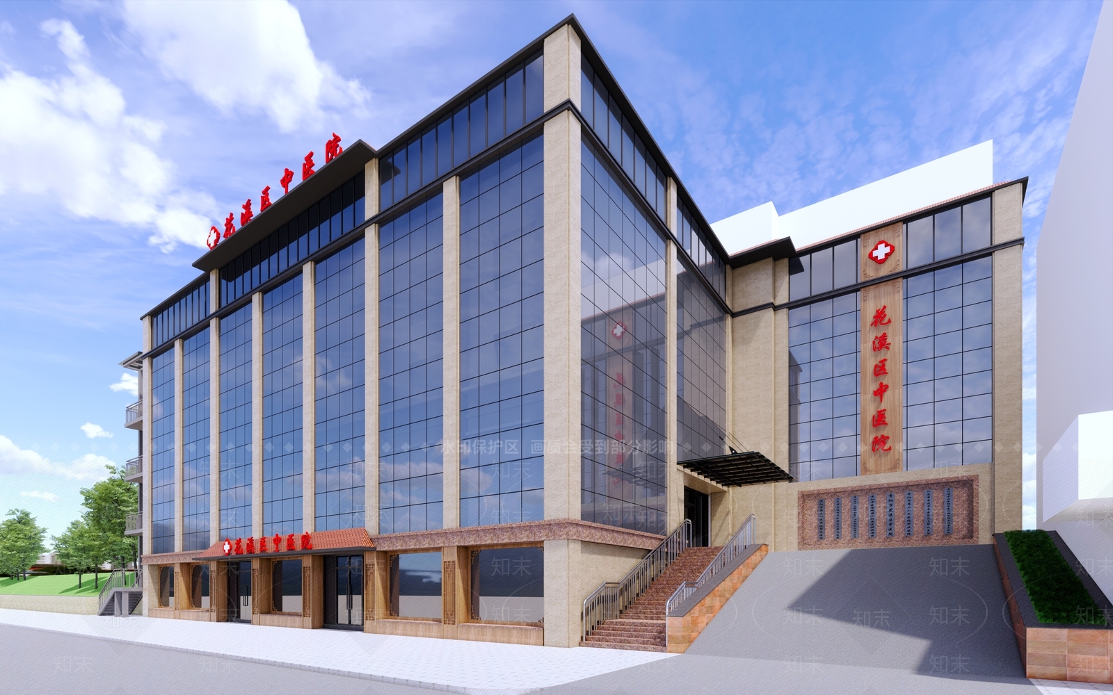 新中式医疗建筑SU模型下载【ID:1103548210】