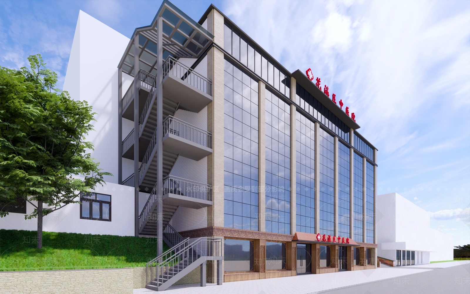 新中式医疗建筑SU模型下载【ID:1103548210】