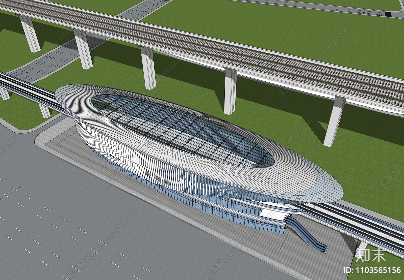 现代轻轨站SU模型下载【ID:1103565156】