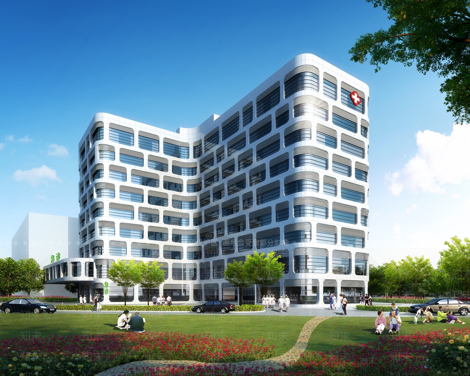 现代医疗建筑SU模型下载【ID:1103571441】