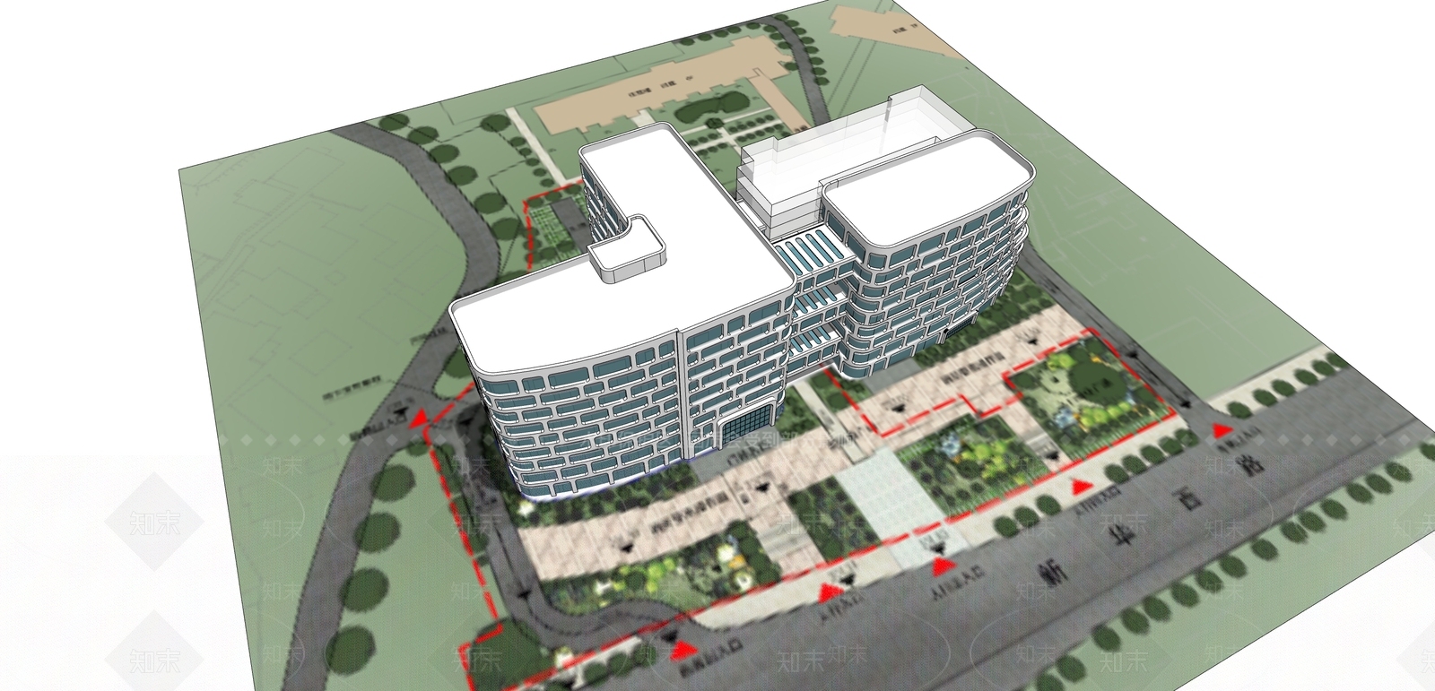现代医疗建筑SU模型下载【ID:1103571441】