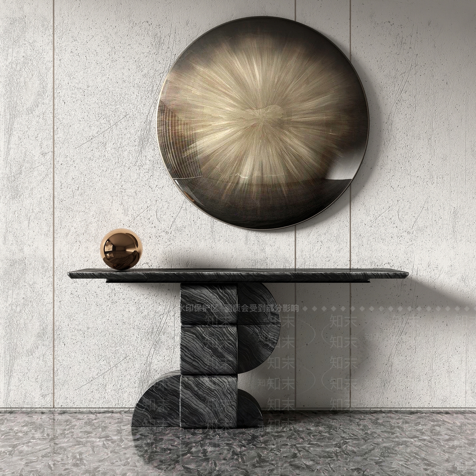 现代端景条案3D模型下载【ID:1103582082】