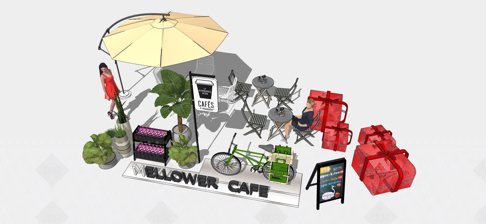 现代风格商业街外摆SU模型下载【ID:1103583702】