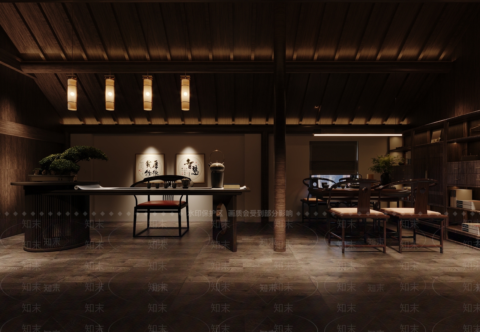 新中式民宿茶室3D模型下载【ID:1103585044】