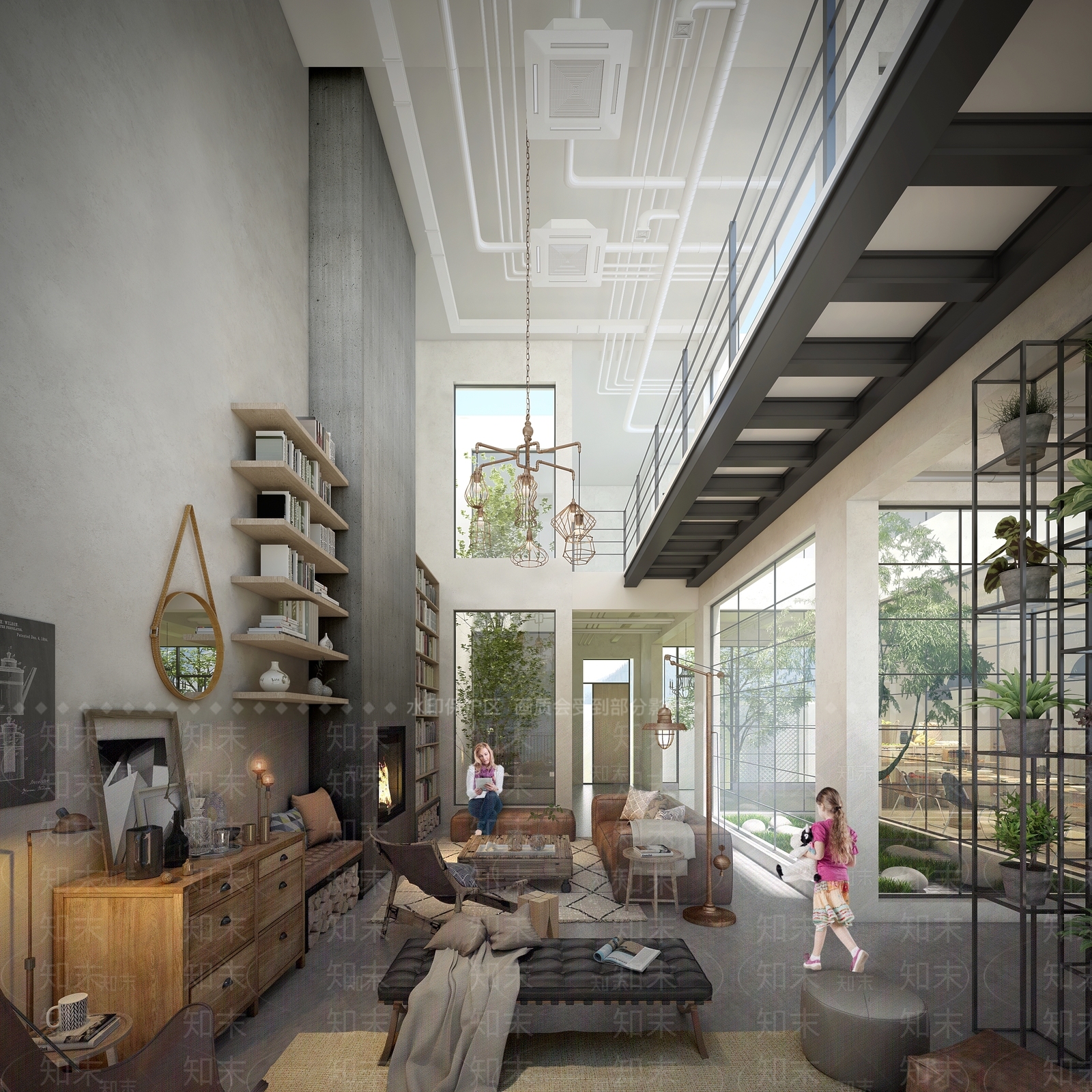 工业风民宿客厅3D模型下载【ID:1103587675】