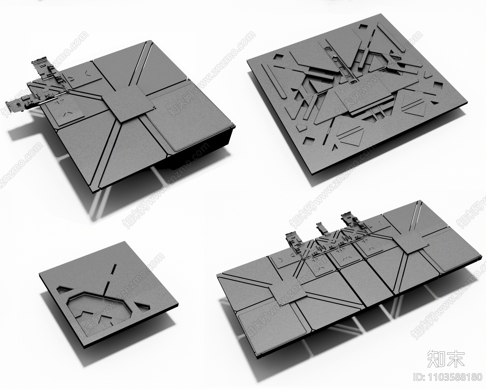 现代科幻背景墙构件3D模型下载【ID:1103588180】