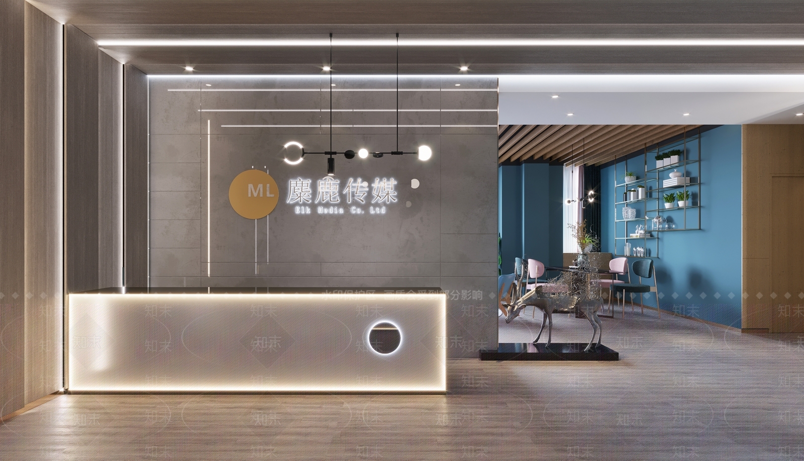 现代公司前台3D模型下载【ID:1103590164】