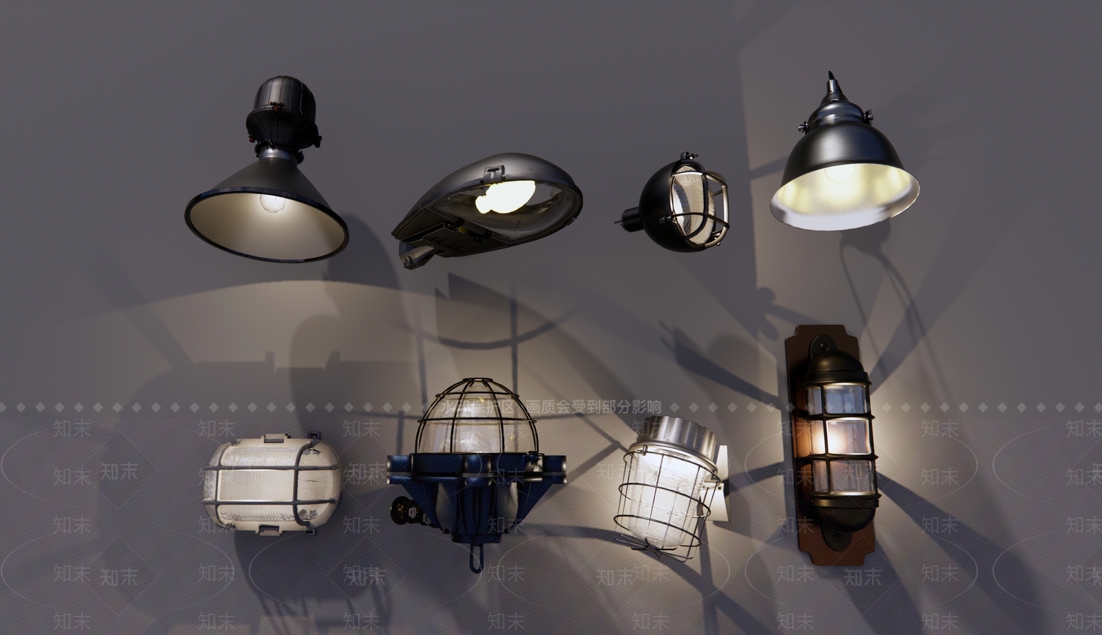 工业风铁艺壁灯SU模型下载【ID:1103591265】